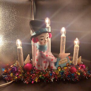 Vintage Style Assemblage Mr. Christmas Knee Hugger Plastic Drip Candelabra Works